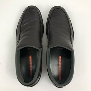 Prada Vibram Sole Slip-On Loafers Dark Brown